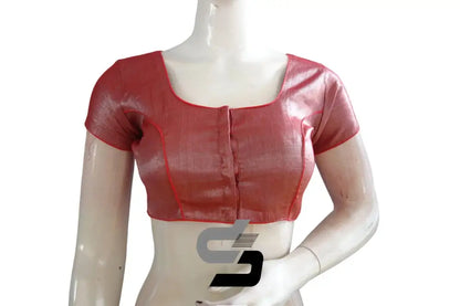 Ravishing Red, Plain Tissue Indian Designer Blouses - D3blouses