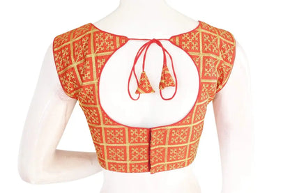 Red Color Banaras Brocade Silk Readymade Blouse with Matching Mask - D3blouses
