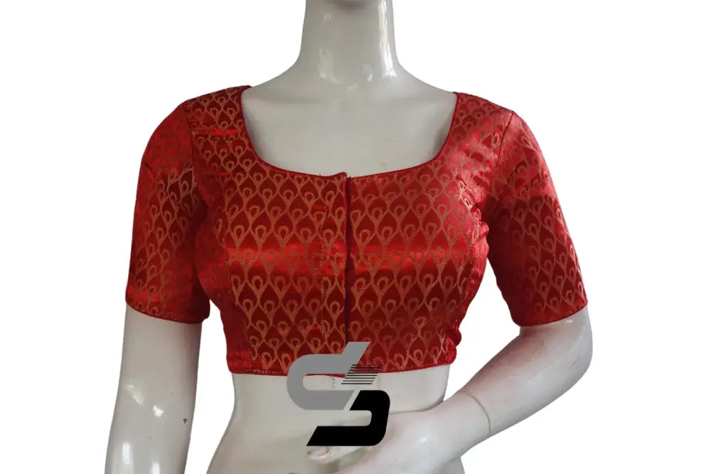Red Color Brocade Readymade Saree Blouse - D3blouses
