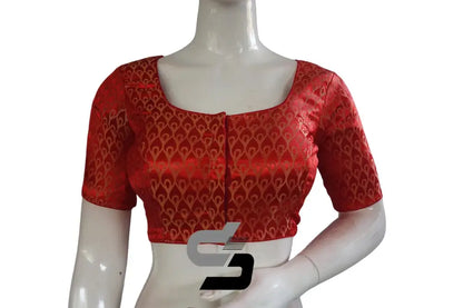 Red Color Brocade Readymade Saree Blouse - D3blouses