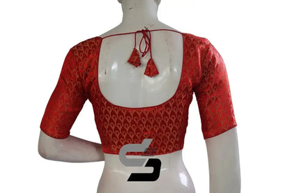 Red Color Brocade Readymade Saree Blouse - D3blouses