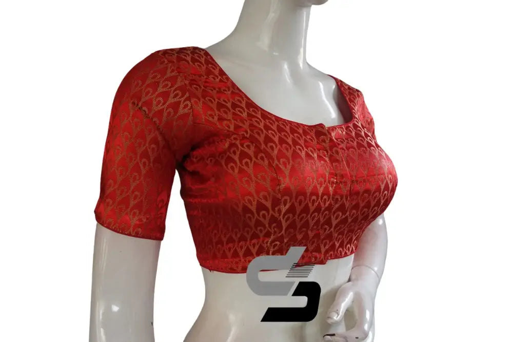 Red Color Brocade Readymade Saree Blouse - D3blouses