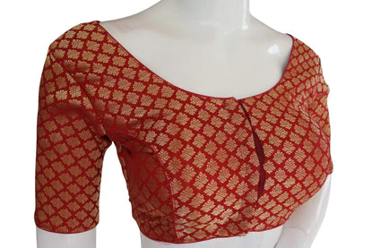Red Color Brocade silk Readymade saree blouse, Ready to wear blouse, Indian sari blouse,Crop top - D3blouses