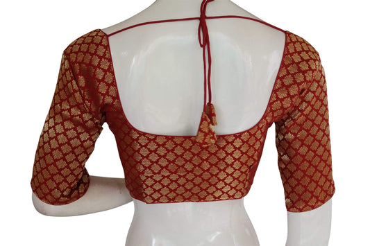 Red Color Brocade silk Readymade saree blouse, Ready to wear blouse, Indian sari blouse,Crop top - D3blouses