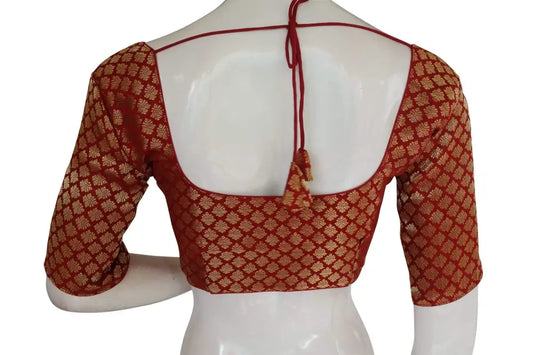 Red Color Brocade silk Readymade saree blouse, Ready to wear blouse, Indian sari blouse,Crop top - D3blouses