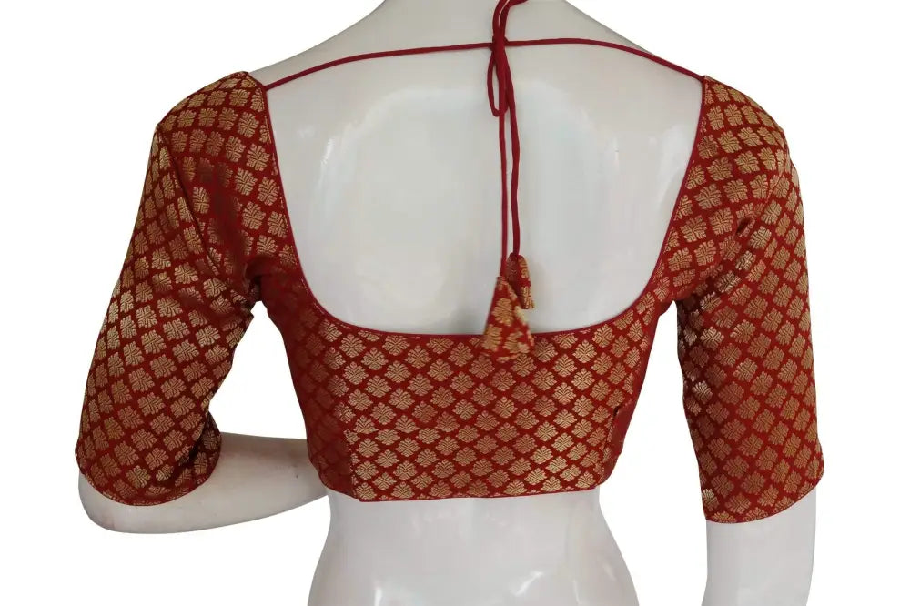 Red Color Brocade silk Readymade saree blouse, Ready to wear blouse, Indian sari blouse,Crop top - D3blouses