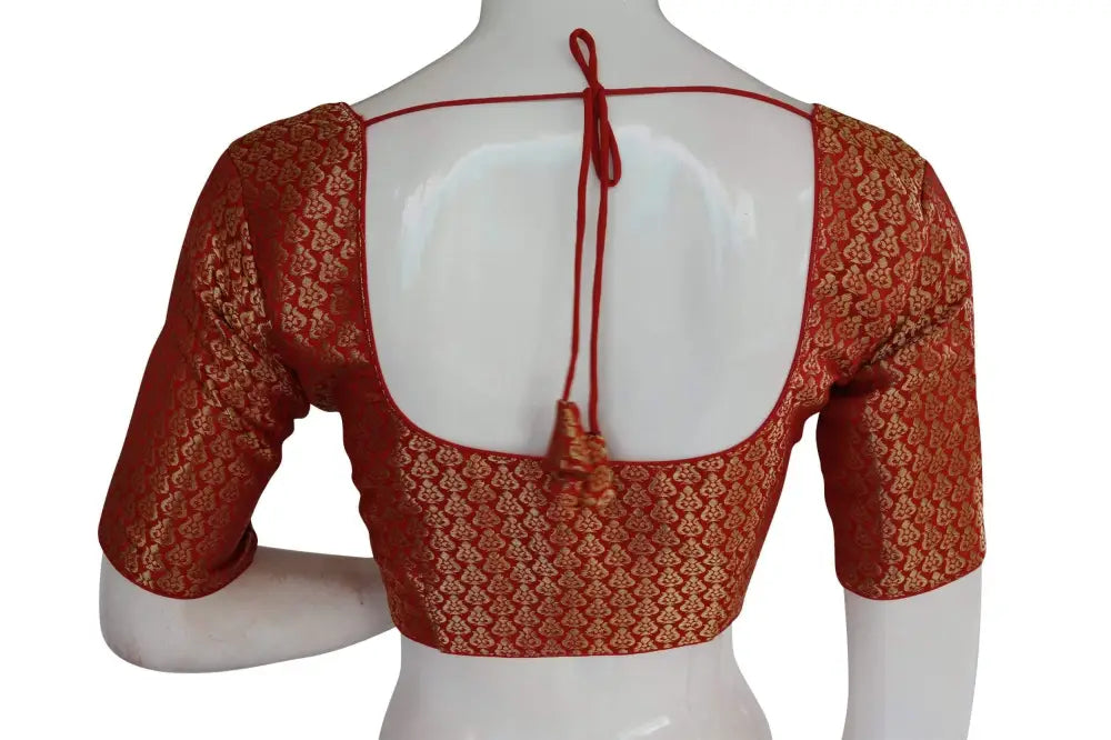 Red Color Brocade silk Readymade saree blouse, Ready to wear blouse, Indian sari blouse,Crop top - D3blouses