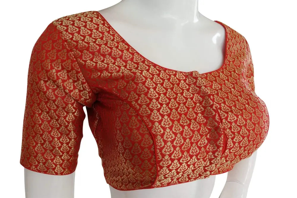 Red Color Brocade silk Readymade saree blouse, Ready to wear blouse, Indian sari blouse,Crop top - D3blouses