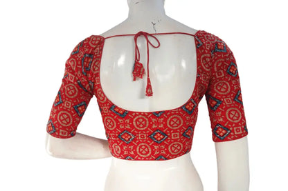 Red Color Cotton Printed Readymade Saree Blouse - D3blouses