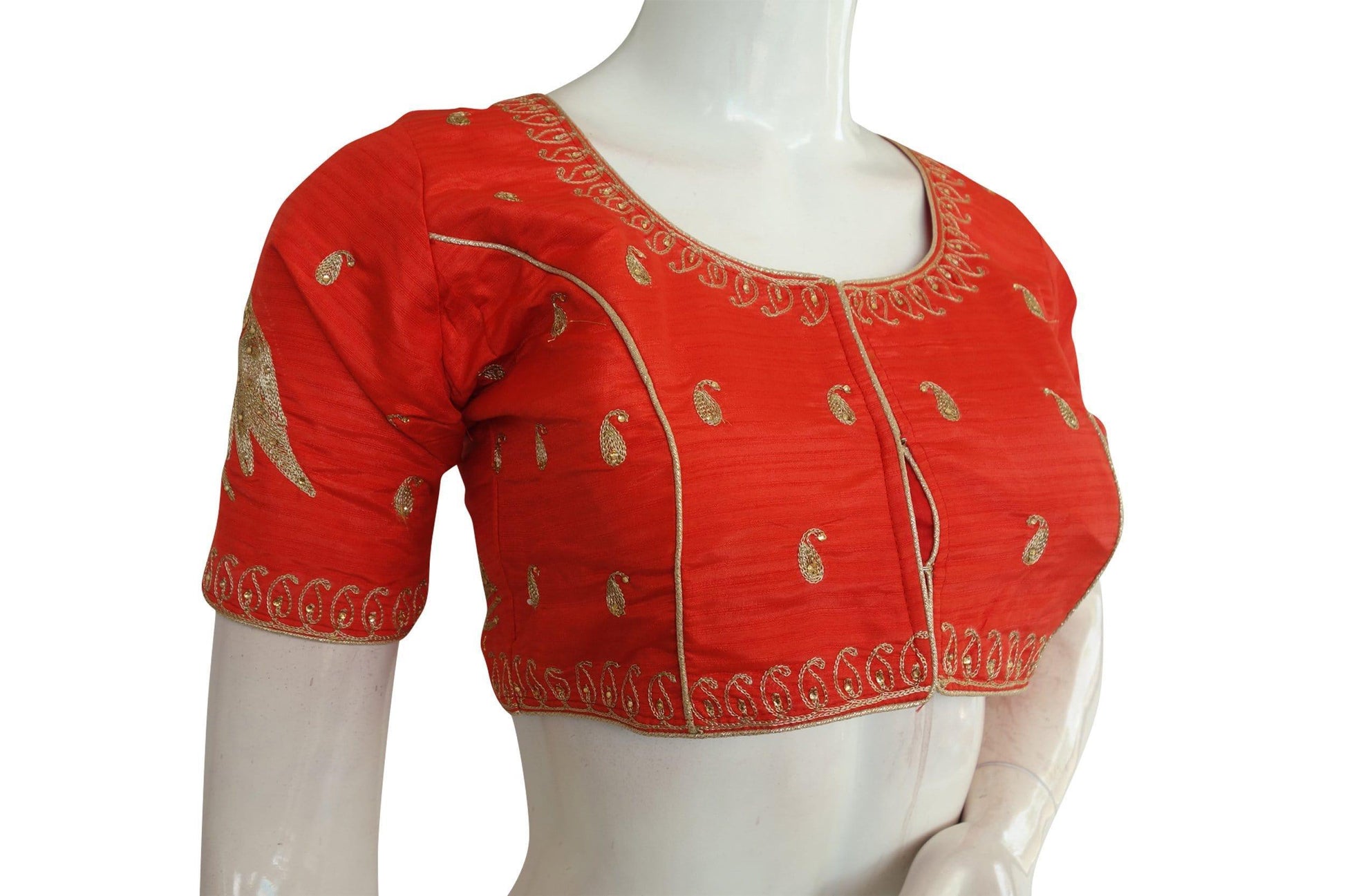 Red color Designer Embroidered Indian Saree Readymade Blouses - D3blouses