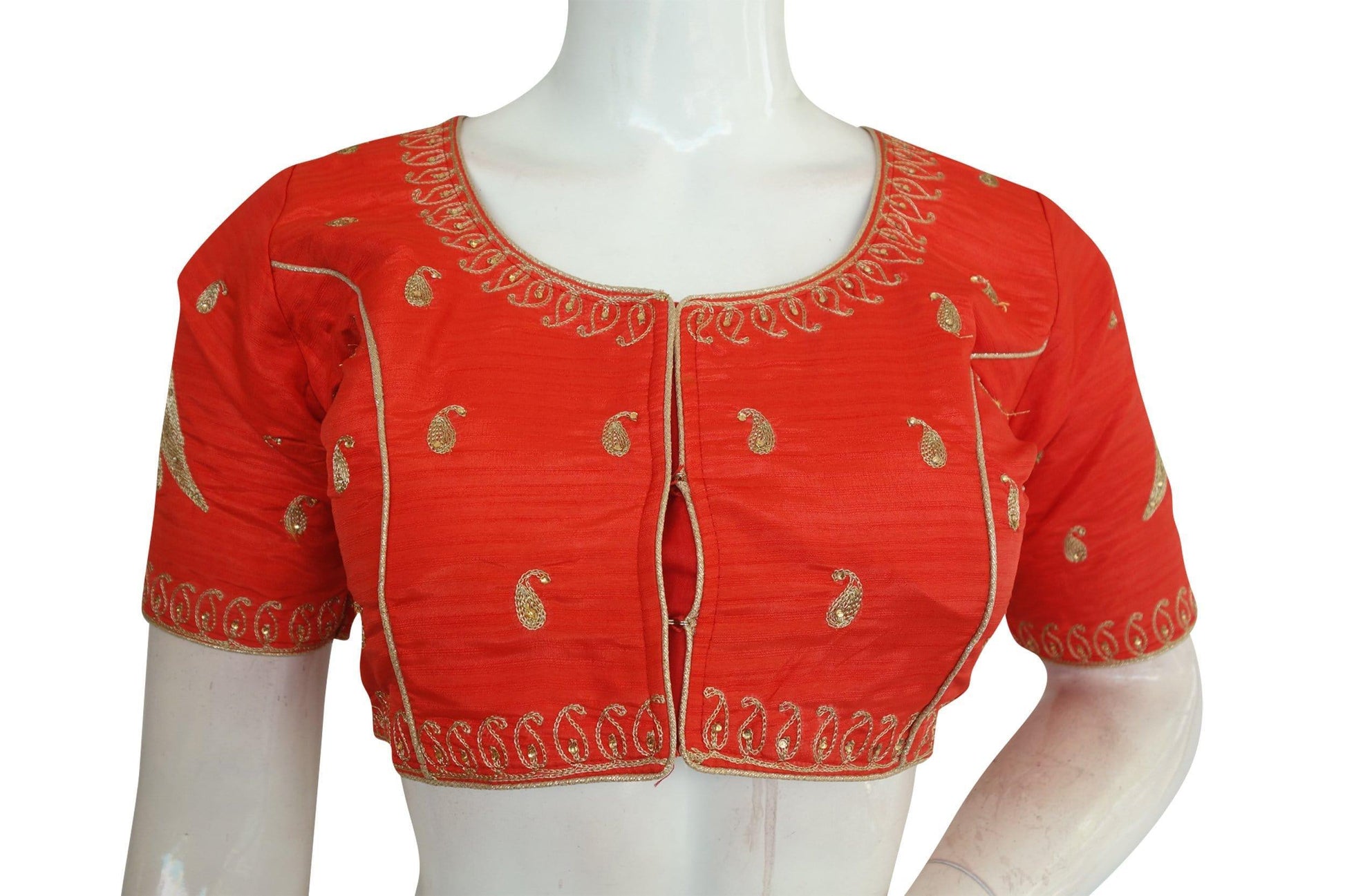 Red color Designer Embroidered Indian Saree Readymade Blouses - D3blouses