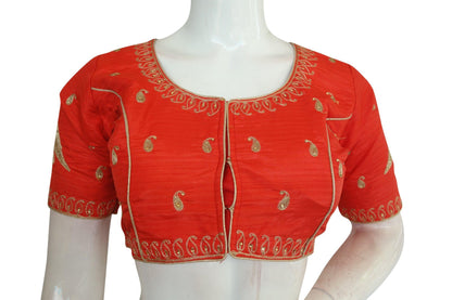 Red color Designer Embroidered Indian Saree Readymade Blouses - D3blouses