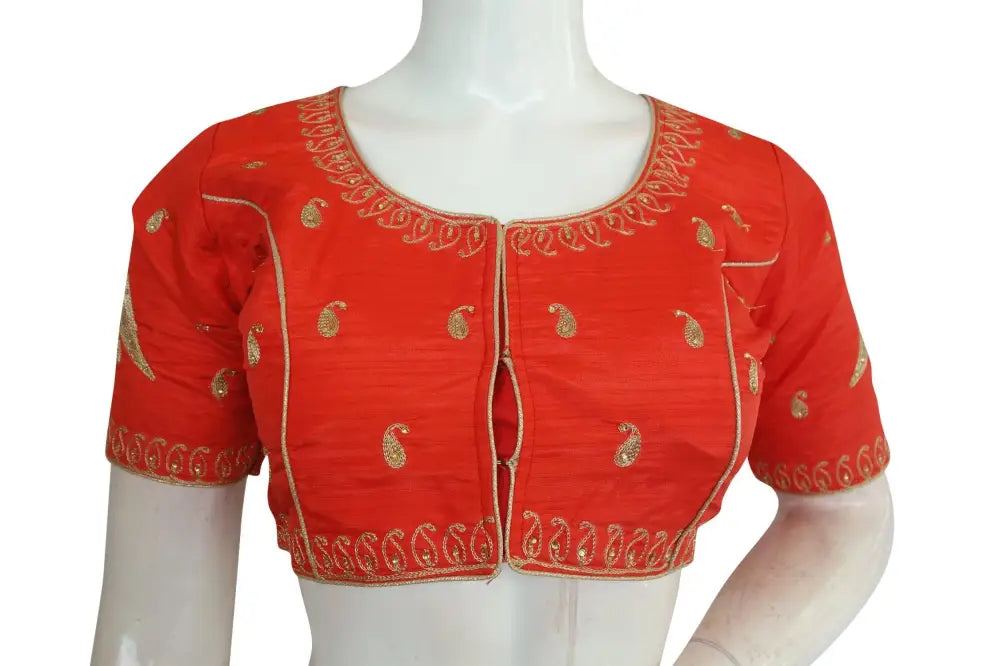 Red color Designer Embroidered Indian Saree Readymade Blouses - D3blouses