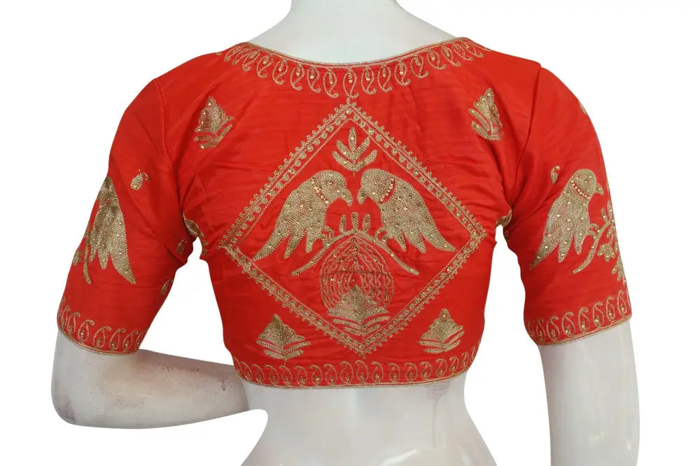 Red color Designer Embroidered Indian Saree Readymade Blouses - D3blouses