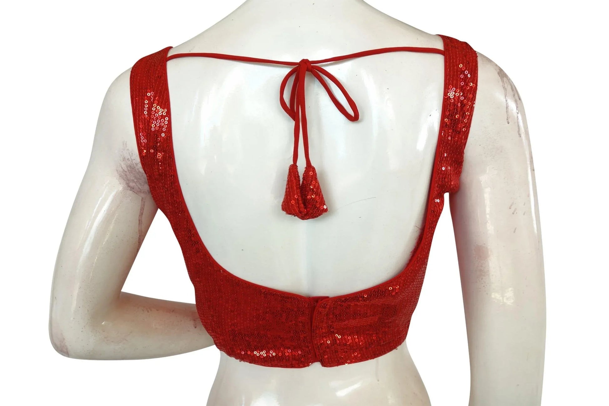 Red Color Designer Sequin Georgette Indian Saree Readymade Blouse - D3blouses