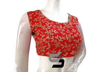 Red Color Embroidery Party Wear Readymade Blouse - D3blouses