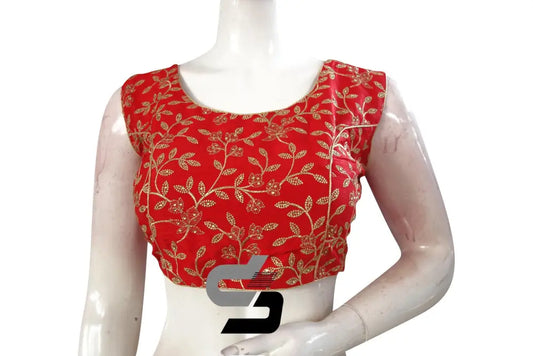 Red Color Embroidery Party Wear Readymade Blouse - D3blouses