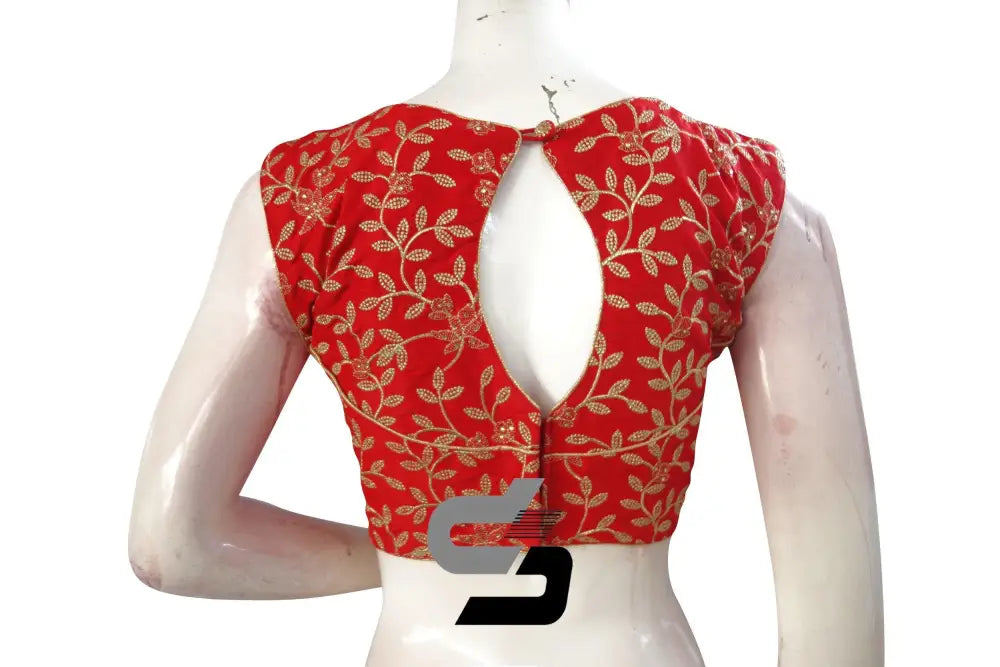 Red Color Embroidery Party Wear Readymade Blouse - D3blouses