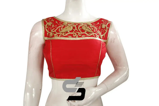 Red Color Embroidery Party Wear Readymade Blouse - D3blouses