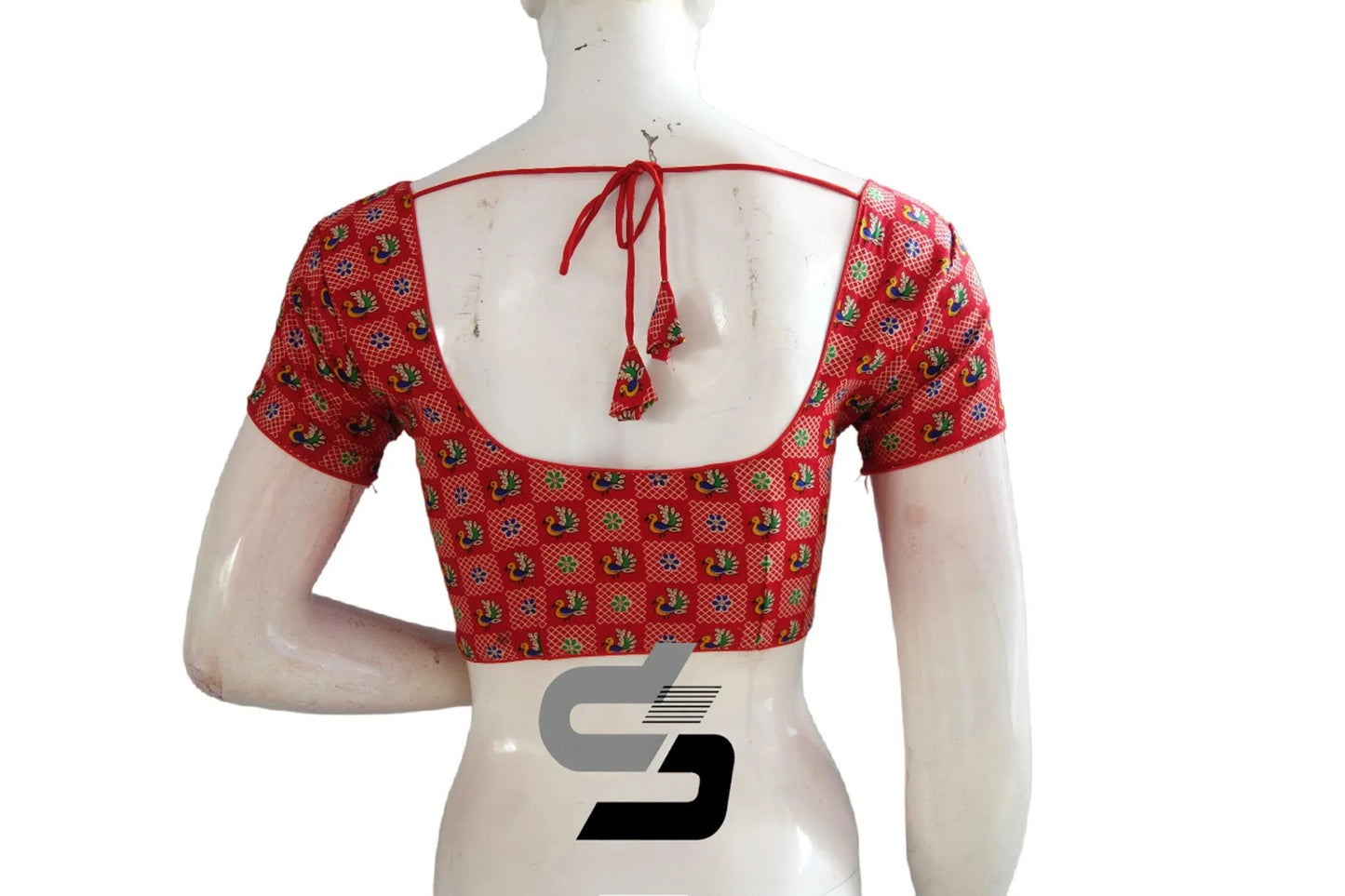 Red Color Patola Print Cotton Readymade Saree Blouse - D3blouses
