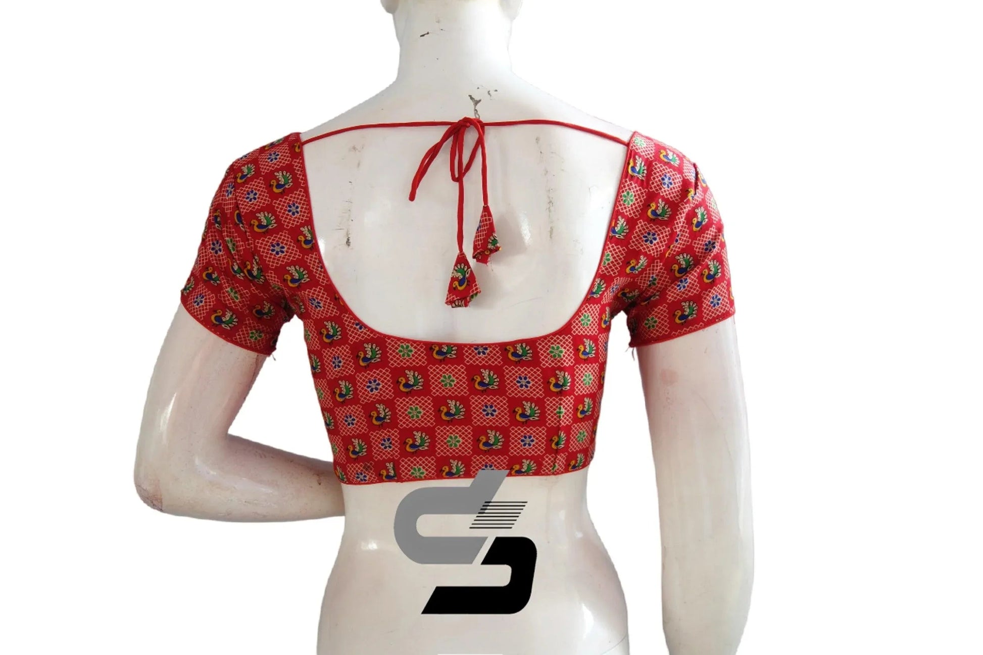 Red Color Patola Print Cotton Readymade Saree Blouse - D3blouses