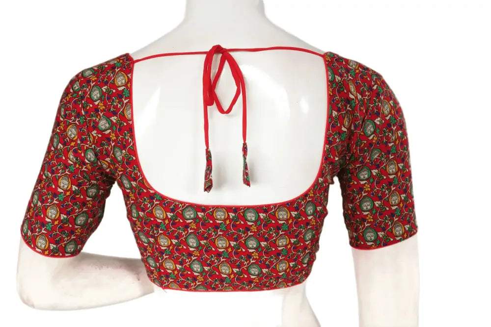 Red Color Patola Print Cotton Readymade Saree Blouse - D3blouses
