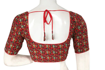 Red Color Patola Print Cotton Readymade Saree Blouse - D3blouses