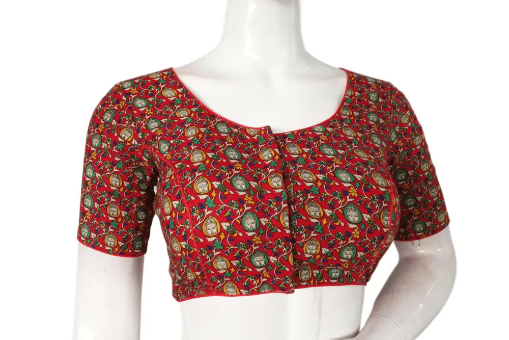 Red Color Patola Print Cotton Readymade Saree Blouse - D3blouses