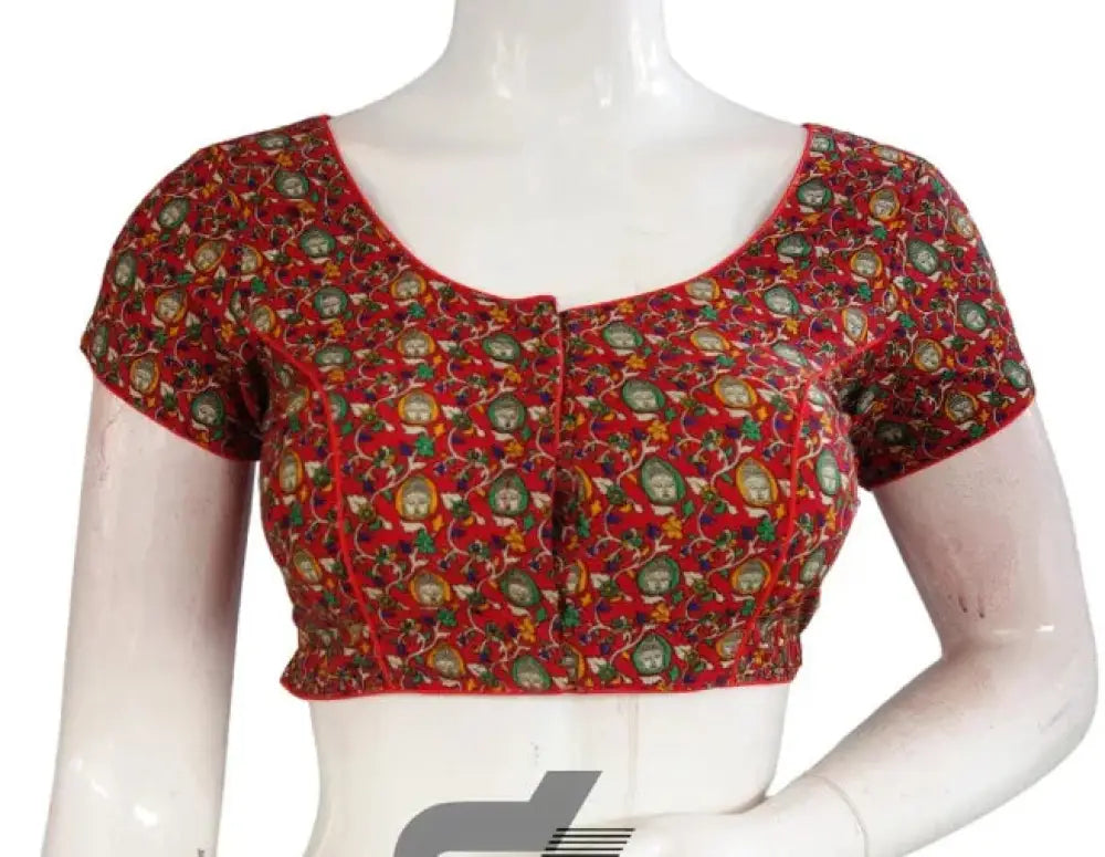 Red Color Patola Print Cotton Readymade Saree Blouse - D3blouses