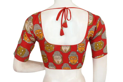 Red Color Printed silk Readymade saree blouse - D3blouses