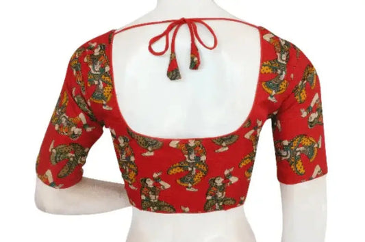 Red Color Printed silk Readymade saree blouse - D3blouses