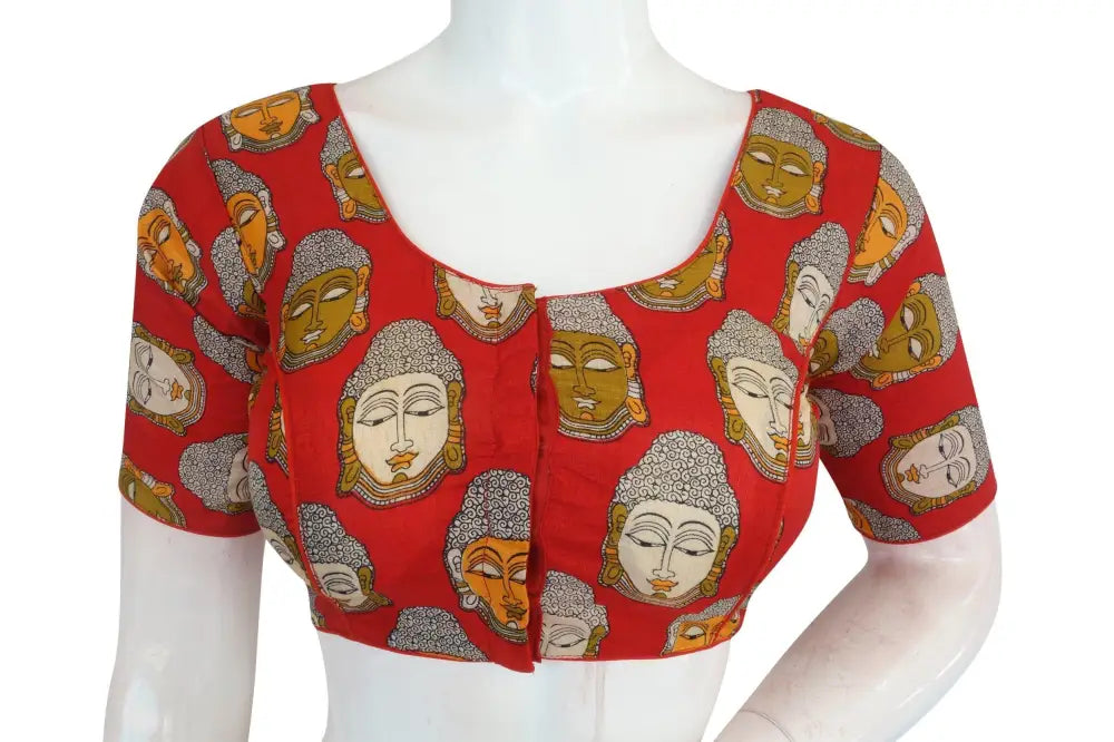 Red Color Printed silk Readymade saree blouse - D3blouses