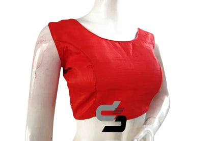 Red Color Semi silk Stone Work Party Wear Readymade Blouse - D3blouses