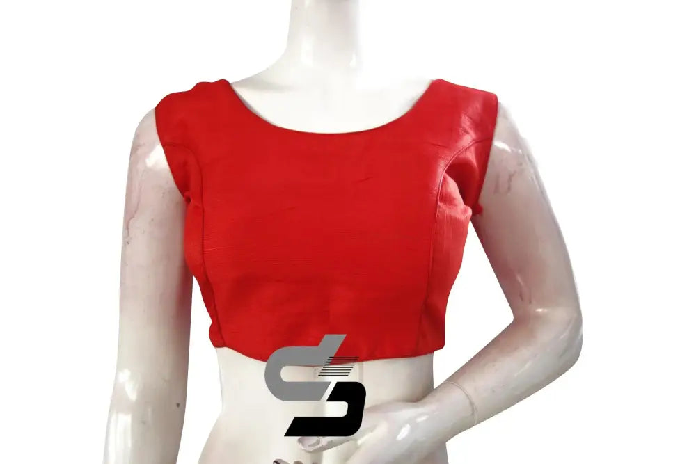 Red Color Semi silk Stone Work Party Wear Readymade Blouse - D3blouses
