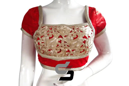 Red Color Velvet Designer Party Wear Readymade Blouse/ Indian Crop Tops - D3blouses