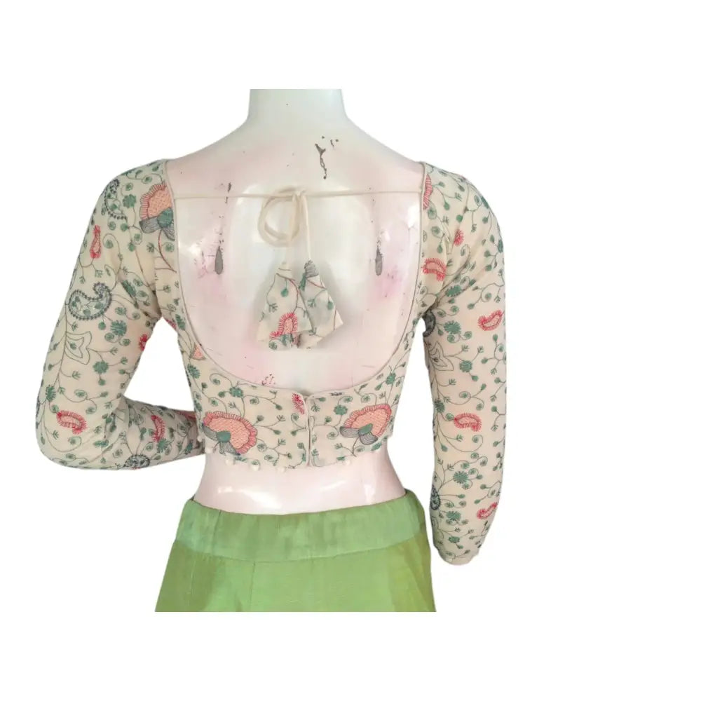 Regal Radiance: Designer Khadi Cotton Ready made Saree Blouses - D3blouses