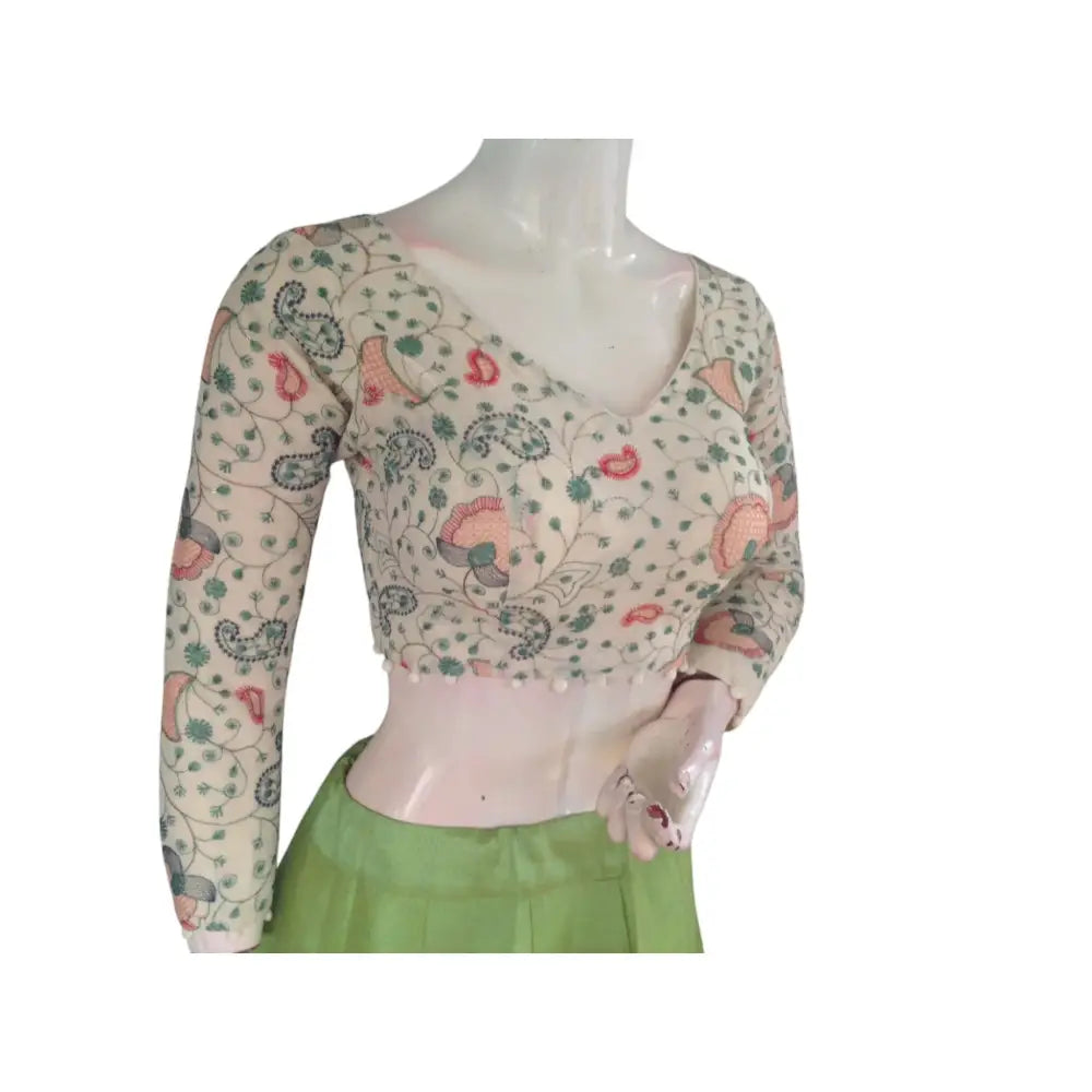 Regal Radiance: Designer Khadi Cotton Ready made Saree Blouses - D3blouses