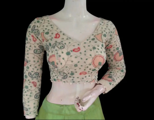 Regal Radiance: Designer Khadi Cotton Ready made Saree Blouses - D3blouses