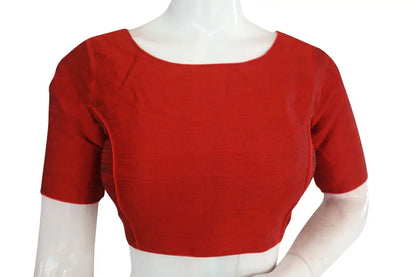 Rich Maroon, Elegant Plain Boat Neck Readymade Saree Blouse - D3blouses