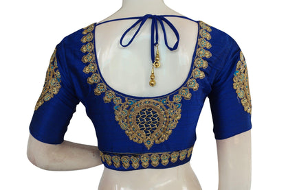 Royal Blue Color Cut Work Designer Readymade Saree Blouses - D3blouses