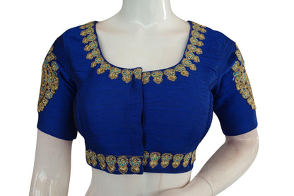 Royal Blue Color Cut Work Designer Readymade Saree Blouses - D3blouses