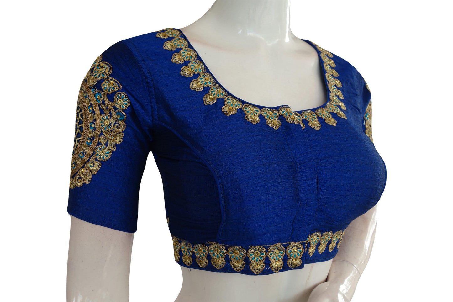 Royal Blue Color Cut Work Designer Readymade Saree Blouses - D3blouses