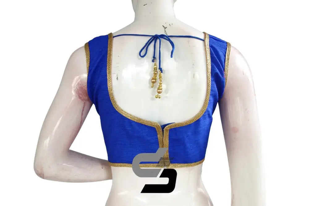 Royal Blue Color Semi Silk Designer Party Wear Readymade Blouse/ Indian Crop Tops - D3blouses