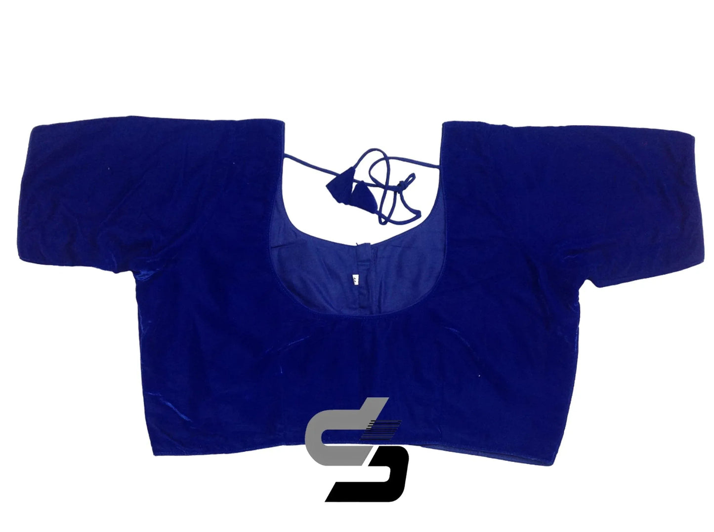 Royal Blue Color Velvet Designer Readymade Saree Blouses, Plus Size Collections - D3blouses