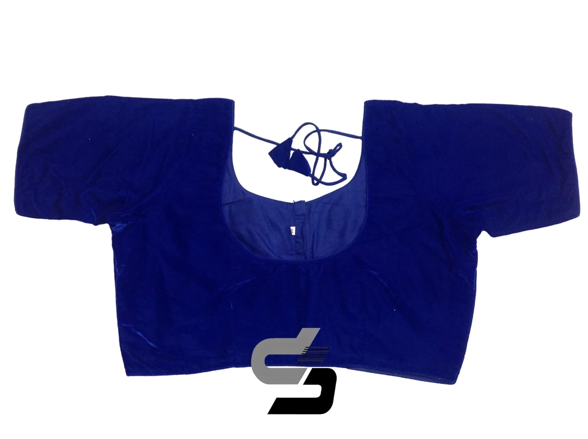 Royal Blue Color Velvet Designer Readymade Saree Blouses, Plus Size Collections - D3blouses