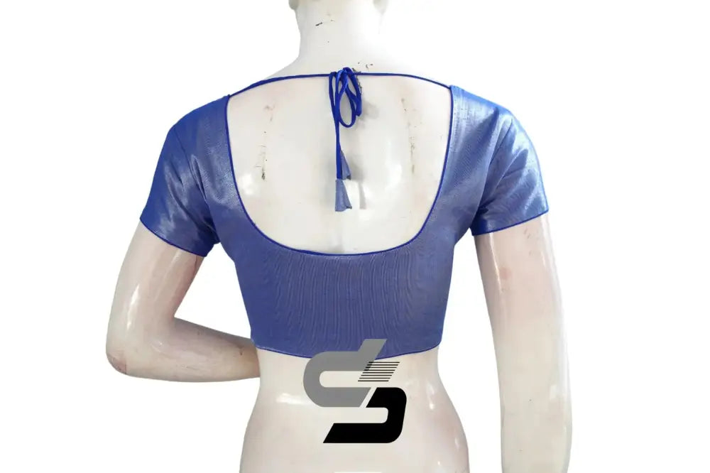 Royal Blue Regality, Plain Tissue Indian Readymade Blouses - D3blouses