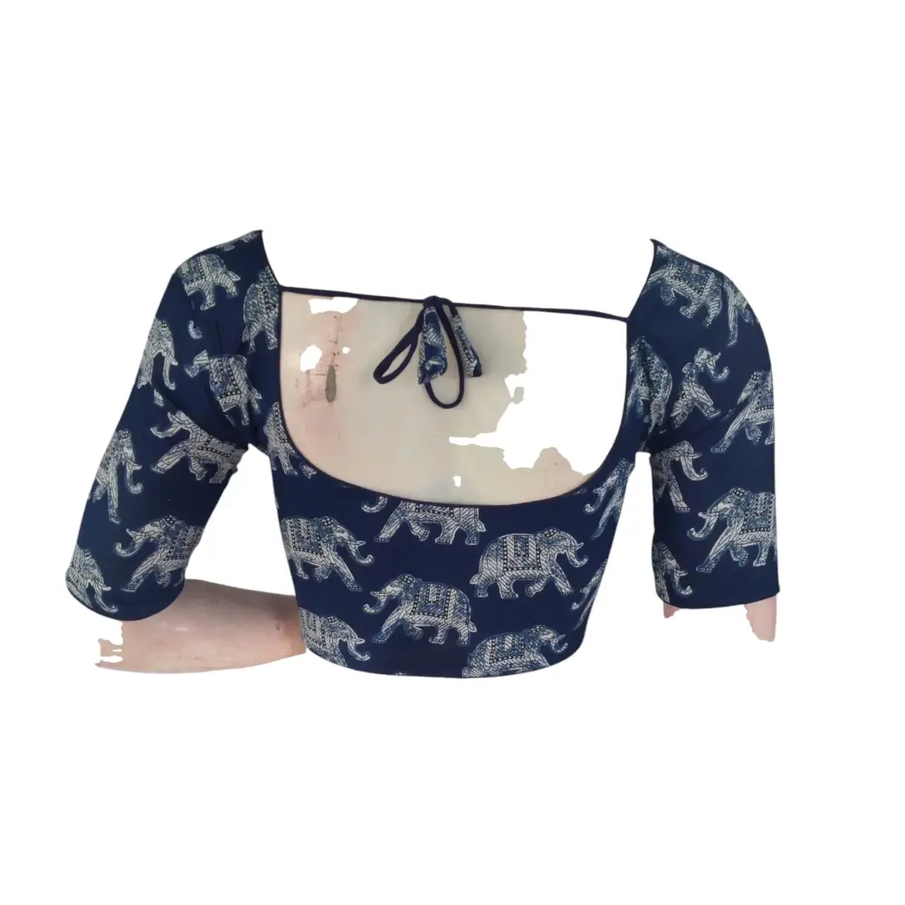 Sapphire Blue Cotton Readymade Saree Blouse: A Royal Touch - D3blouses