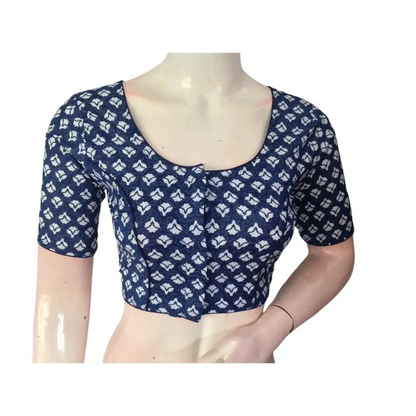 Sapphire Blue Cotton Readymade Saree Blouse: A Royal Touch - D3blouses