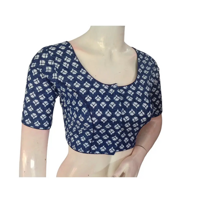 Sapphire Blue Cotton Readymade Saree Blouse: A Royal Touch - D3blouses