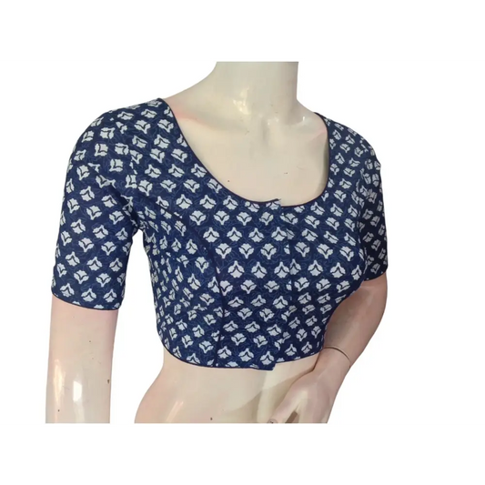 Sapphire Blue Cotton Readymade Saree Blouse: A Royal Touch - D3blouses